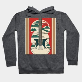 Acoustic Guitar Japanese Style Abstract Artwork Hoodie